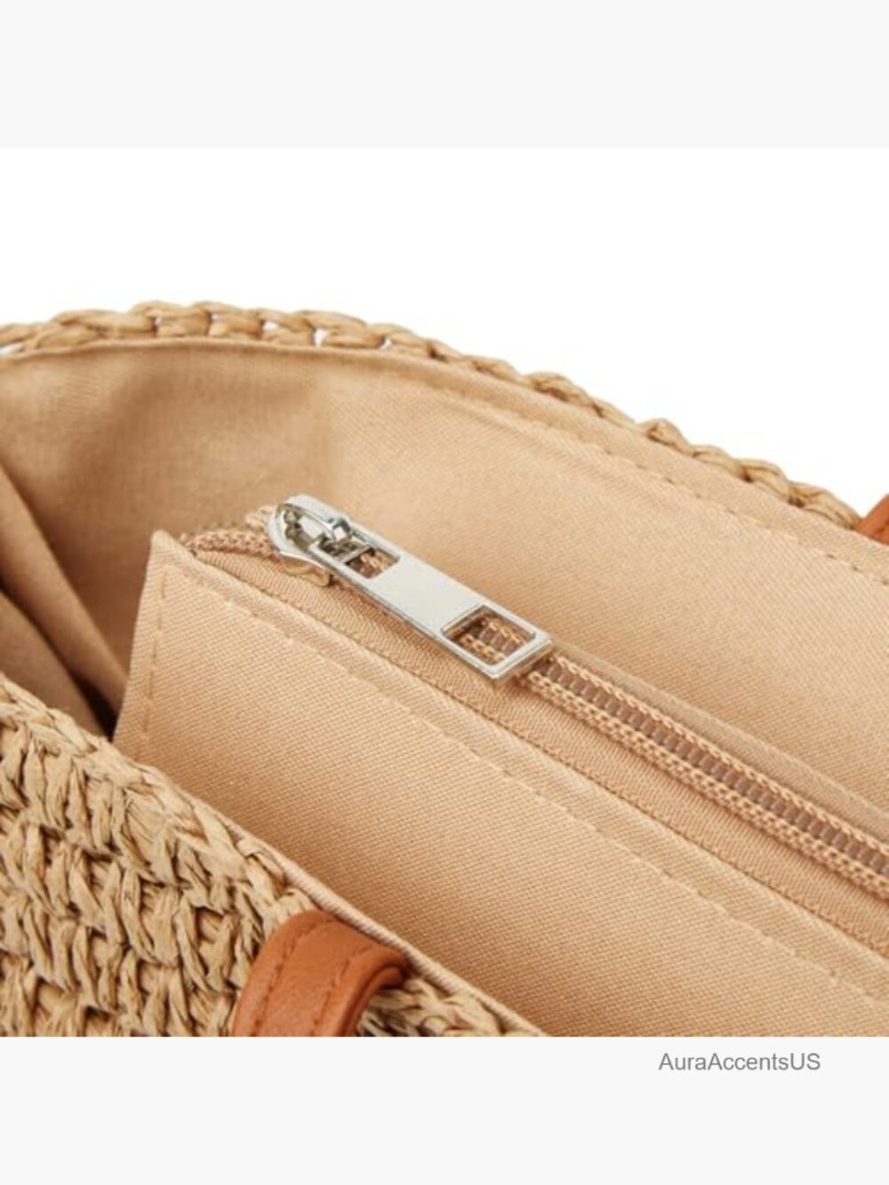 Large Handwoven Straw Beach Tote Shoulder Bag with Tassel - Picture 5 of 7